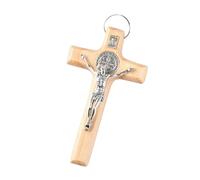 Mini Cross - 10.8x6.3x1.2cm Rustic Wooden Crucifix | Small Pocket Cross | Christian Catholic Prayer Ornament | For Women Men Kids Teen Home Decor Office School Car Travel Housewarming Meditation