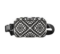 Mini Crossbody Bag Waist Packs with Adjustable Strap Stylish Belt Bag Black White Texture Abstract Geometric Women Men for Workout Running Hiking, Black White Texture Abstract Geometric, One Size