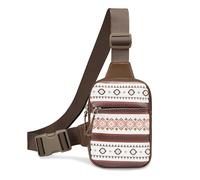 Mini Crossbody Sling Bag, PU Leather Chest Bag with Native American/Indigenous Patterns, Dual Pocket Water Resistant Fanny Pack, Running Phone Holder for Men Women Workout Travelling (Aztec Boho)