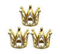 Mini Crown Cake Topper, 3 Pcs Small Crystal Tiara, Happy Birthday Cupcake Topper Princess Crown Cake Decorations Hair Accessories for Birthday, Wedding, Baby Shower(COLOR:Gold)