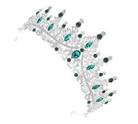 Mini Crown Headband for Women with Rhinestones for Parties | Green Zinc Alloy Finish, Secure Comfortable Fit, European Style, for Evening Dresses and Wedding Gowns