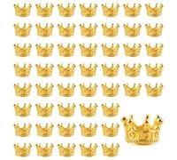 Mini Crowns Charms, 50PCS Mini Crowns for Crafts/Gold Bead Solid Metal King Queen Crownings, 3D Alloy Crown Pendant for Bracelets, Alloy King Crown for Bracelet, Necklace DIY, Golden Jewelry Making