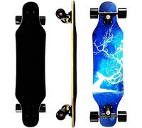 Mini Cruiser Longboard, 31 Inch Small Size Wide Wheel Skateboard, Beginner Stable & Easy-to-Control Skateboard, Suitable for Park & Street Riding, Unique Flame Pattern (Deer)