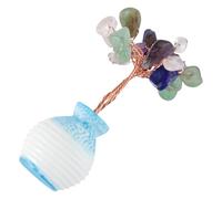 Mini Crystal Money Tree Desktop Ornament for Home Office Tabletop Display | Stone, Plastic and Wire Construction, Feng Shui Style, Easy Placement, Suitable for Shelves, Workstations and Photography