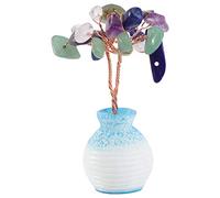 Mini Crystal Money Tree Ornament Colorful Natural Gemstones, Feng Shui Desktop Fortune Tree Decor for Home Office and Car, 1pcs Crystal Art Adornment