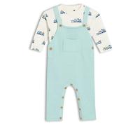 Mini Cuddles Baby Boys Knitted Dungaree 2pc Set, Turquoise Blue - 12-18 Months