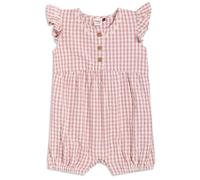 MINI CUDDLES Baby Girls Checked Romper With Daisy Embroidery, Lavender (3-6M)