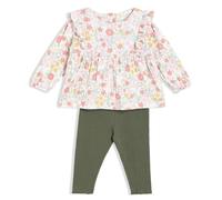 MINI CUDDLES Baby Girls Floral Printed 2pc Set, Multicolour (3-6M)