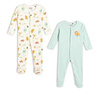 MINI CUDDLES Baby Unisex 2pk Animal Printed Sleepsuits, Multicolour (New Born)