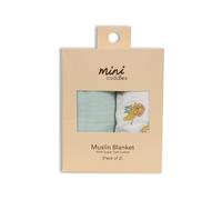 MINI CUDDLES Baby Unisex 2pk Solid & Animal Printed Muslin Blanket, Multicolour (ONE SIZE)
