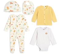 MINI CUDDLES Baby Unisex 5pk Gift Set with Cardigan, Multicolour (3-6M)
