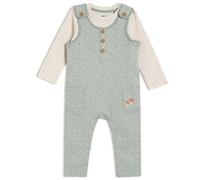 Mini Cuddles Baby Unisex Printed Dungaree 2pc Set, Multicolour - 0-3 Months