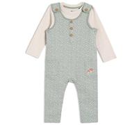 MINI CUDDLES Baby Unisex Sprig Printed Dungaree 2pc Set, Multicolour (3-6M)