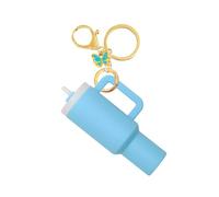 Mini Cup Keychain for Stanley Cup Cute Mini Cup Butterfly Charm Mini Tumbler Keychain for Stanley Cup Accessories School Bag Key Ring Handbag Backpack Charm Lip Balm Keychain for Women (Blue)