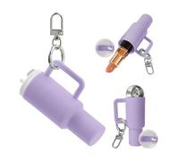 Mini Cup Keychain, Tumbler Cup Lip Balm Holder Keychain for Women Stanley Cup Accessories Cute Charms for Handbags Backpack, Purple