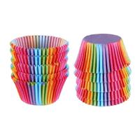 Mini Cupcake Cases - 120pcs Heart Design Baking Cups | Valentine's Day, Christmas, Tea Party Liners | Greaseproof, Food Safe & Heat-Resistant (Rainbow Cases)