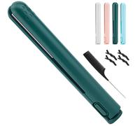 Mini Curling Iron, 2 in 1 Wireless Mini Curl Pro Iron Straightener Curler, Dual-Purpose USB Ceramics Heating Straightening Curling Flat Irons for Short Hair All Hair Types(Green)