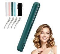 Mini Curling Iron, 2026 Upgraded 2 in 1 Mini Curling Iron, Dual Purpose Curling Wand & Flat Iron Hair Straightener, USB Plug-in Small Ceramic Iron, for Short and Long Hair, All Hair Types (Green)