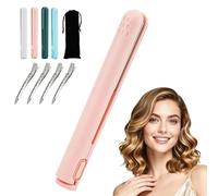 Mini Curling Iron, 2026 Upgraded 2 in 1 Mini Curling Iron, Dual Purpose Curling Wand & Flat Iron Hair Straightener, USB Plug-in Small Ceramic Iron, for Short and Long Hair, All Hair Types (Pink)