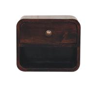 Artisan Furniture Solid Wood Mini Curved California Walnut Wall Mounted Bedside With Open Slot
