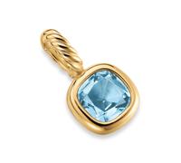 Mini Cushion Cut Amulet In 18ct Yellow Gold With Sky Blue Topaz, 5.5mm