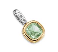 Mini Cushion Cut Amulet In Sterling Silver With 14ct Yellow Gold And Prasiolite, 5.5mm