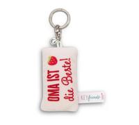 Mini cushion keyring Nici Oma ist die Beste! Blanc 8 cm