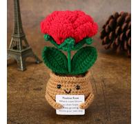 Mini Cute Positive Ross Crochet Thank You Crochet Gift Teacher Appreciation Gift Christmas, Birthday Best Friend,Teacher, Sister, Mom Gifts (Rose)