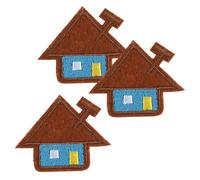 Mini Cute Sew on House Iron on Patches Brown House Cartoon Embroidered Iron on Applique Patches Crafts DIY Clothing Jackets Jeans Sweatshirts Hats Bags Backpack (3 PCS.)