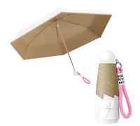 Mini Cute Travel Umbrella with Braided Lanyard Keyring and Round Handle Umbrella, Sun Protection Folding Pocket Umbrella, Lightweight Compact, Sun Rain, Children Women, UV Protection UPF 50+, White