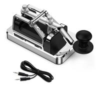 Mini CW Key Automatic Morse Send Telegram Double Paddle Morse Code Key Aluminum Alloy Body (Silver)