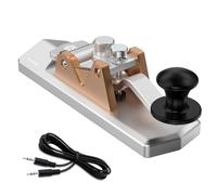 Mini CW Key Automatic Morse Send Telegram Double Paddle Morse Code Key Aluminum Alloy Body(Silver) (Silver)
