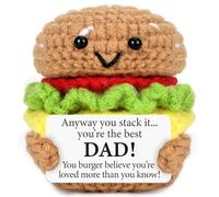Mini Dad Gifts for Father's Day Cute Handmade Crochet Burger for Father Husband New Daddy Bonus Step Dads First-Time Father in law Father's Day Birthday Gift Basket from Daughter Son Wife-Best Dad