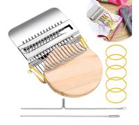 Mini Darning Loom, 14 Hooks Weaving Loom Wood Knit Patch Small Darning Kit Machine for Quickly Mending Clothing Socks Holes DIY Craft Knittin Silver