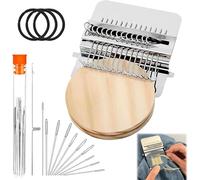 Mini Darning Loom 28 Hooks, Speedweve Type Weaving Tool & Clothes Repair Darning Kit, DIY Knit Patch Maker for Mending Jeans & Socks, Small Knitting Machine with Needles Tube