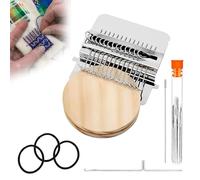 Mini Darning Loom Kit - 10/12/14 Needles Wooden & Metal Knit Patch Loom, Portable Darning Kit for Clothes Repair, Beginners-Friendly Knit Patch Darning Tool (10 Needles)