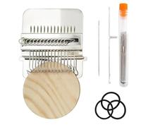 Mini Darning Loom, Knit Patch Weave Tool with Knitting Needles, Small Darning Loom Tool Set for Repair Jeans Socks DIY Craft Speed Weave Arts (14 Hooks)