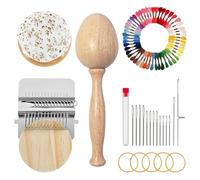 Mini Darning LoomKit - Small Mushroom LoomKnit Repair Kit | Mini Darning, for Socks & Knits, with 50 Color Threads 14 Hooks & Large Eye Needles