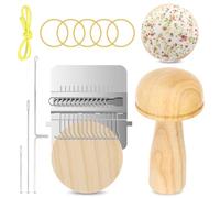 Mini Darning Looms Kit,Knit Patch Mending Kit, Darning Mushroom with 14 Hooks Small Weaving Looms and Large Eye Needles for Handcraft DIY Weaving Repair Tool