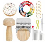 Mini Darning, Mushroom Knit 、Egg KnittingPatch Kit,DIY Weaving Repair Tool with14 Hooks Small Weaving 14 Pcs Large Eye Needles 50 Color Threads, for Beginners Mending Jeans Socks Clothes (Mushroom)