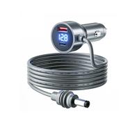 Mini DC Power Cable Cigarette Lighter Adapter 10ft/3m, 12V-48V Car Charger with USB/Type-C Ports, Waterproof Heavy Duty for Truck RV Car (Grey)