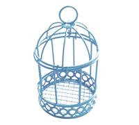 Mini Decorative Bird Cage Iron Wedding Garden Decor Candle Box for Home Party Use(Blue)