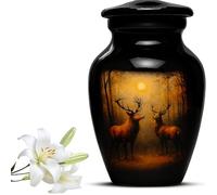 Mini Decorative Keepsake Urn for Human Ashes - Small Cremation Urn with Deer Design - 3 inch Memorial Urn for Loved Ones & Pets - Thoughtful Sympathy Gift