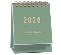 Mini Desk Calendar 2025-2026 - Runs From July 2025 until Dec 2026 Monthy Small Desktop Calendar 250 GSM Thick Paper Twin-Wire Binding for Home or Office (Green)