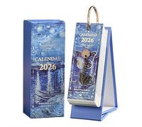 Mini Desk Calendar 2026, 2026 Vintage European Style Oil Painting Flip Calendar, 7.09x2.36'' Standing Desk Calendars Month to View, for School Office Home (style A)