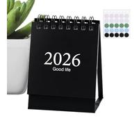 Mini Desk Calendar 2026-2027, 10.2x7.6x5.7cm Mini Pocket Calendar 2026, Adjustable Stand, page Design, Includes Stickers, Pressure-resistant Moisture-resistant, For Office Desks, Conference Table