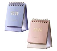 Mini Desk Calendar 2026-2027 UK, January 2026 to June 2027-18 Month Pocket Flip Desktop Academic Calendar Planner, Portable Monthly Small Desk Calendar for Home Office School (Pink + Light Purple)