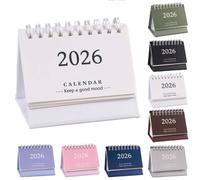 Mini Desk Calendar 2026, Small January 2026 to Dec 20-26 Desk Calendars Standing Flip, Thick Paper Twin-Wire Binding, Desktop Calendar for Office or Home (White)