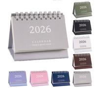 Mini Desk Calendar 2026, Small January 2026 to Dec 20-26 Desk Calendars Standing Flip, Thick Paper Twin-Wire Binding, Desktop Calendar for Office or Home (Gray)