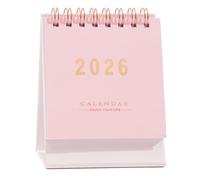 Mini Desk Calendar 2026, Standing Flip Academic Year Small Desk Calendar- Use Jan to Dec 2026 Monthly Desktop Calendar- Thick Paper Twin-Wire Binding for Home or Office (Pink)